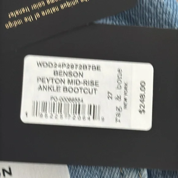 rag and bone the peyton mid-rise raw hem ankle bootcut jeans size 27